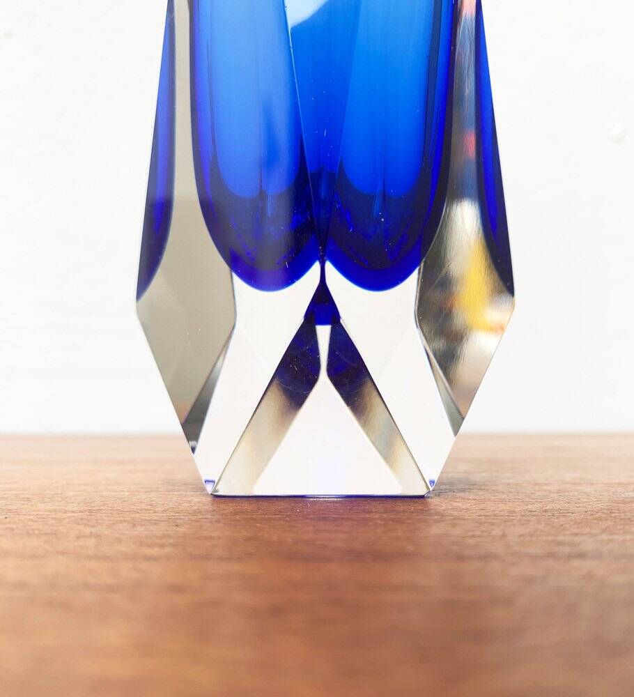 Vintage Sommerso glass vase from Murano by Alessandro Mandruzzato for Mandruzzato, 1970s.