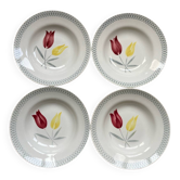 Assiettes creuses Badonviller décor tulipes