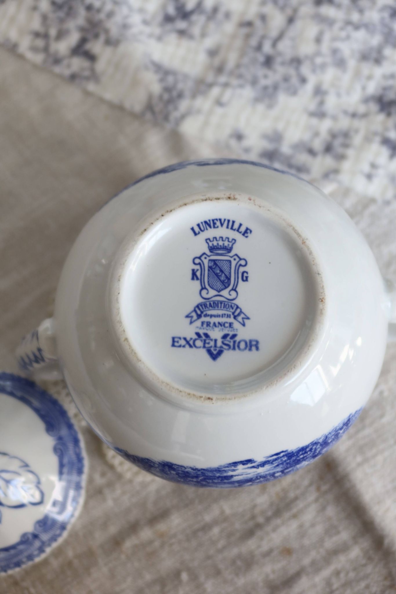 Antique Lunéville earthenware sugar bowl