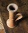 Marbled stoneware candlestick with vintage handle