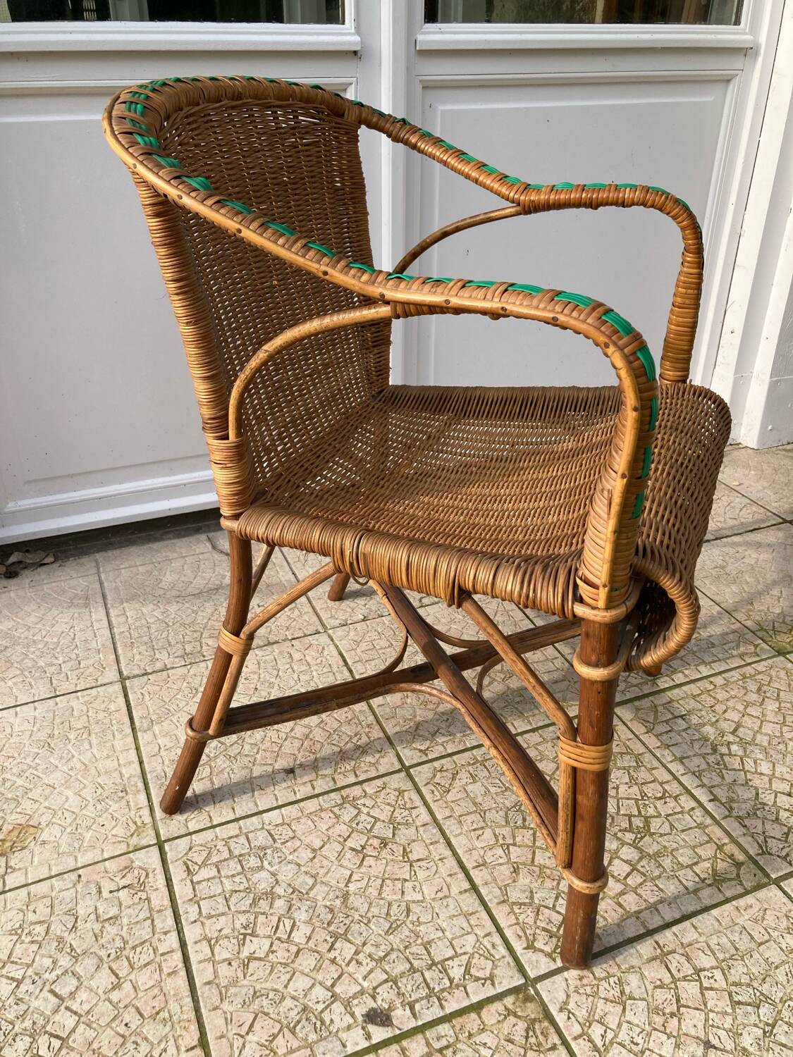 Fauteuil en osier vintage