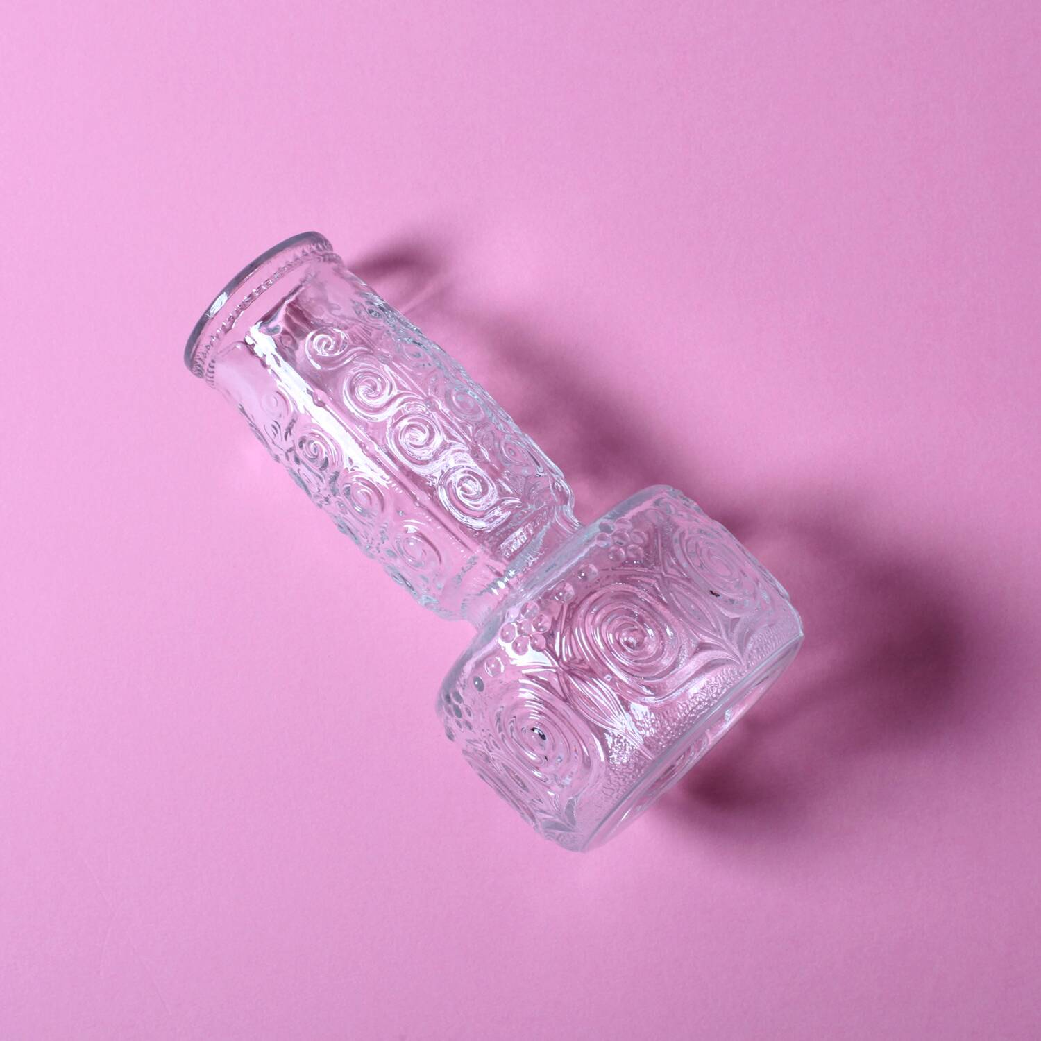 Mid-century Clear Pressed Glass Vase by Adolf Matura / Rosice / 1973