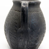 Black ceramic pot with double handle of Romanian craftsmanship