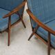 Pair of blue boomerang armchairs by Antonin Suman for Ton (Thonet) 1960