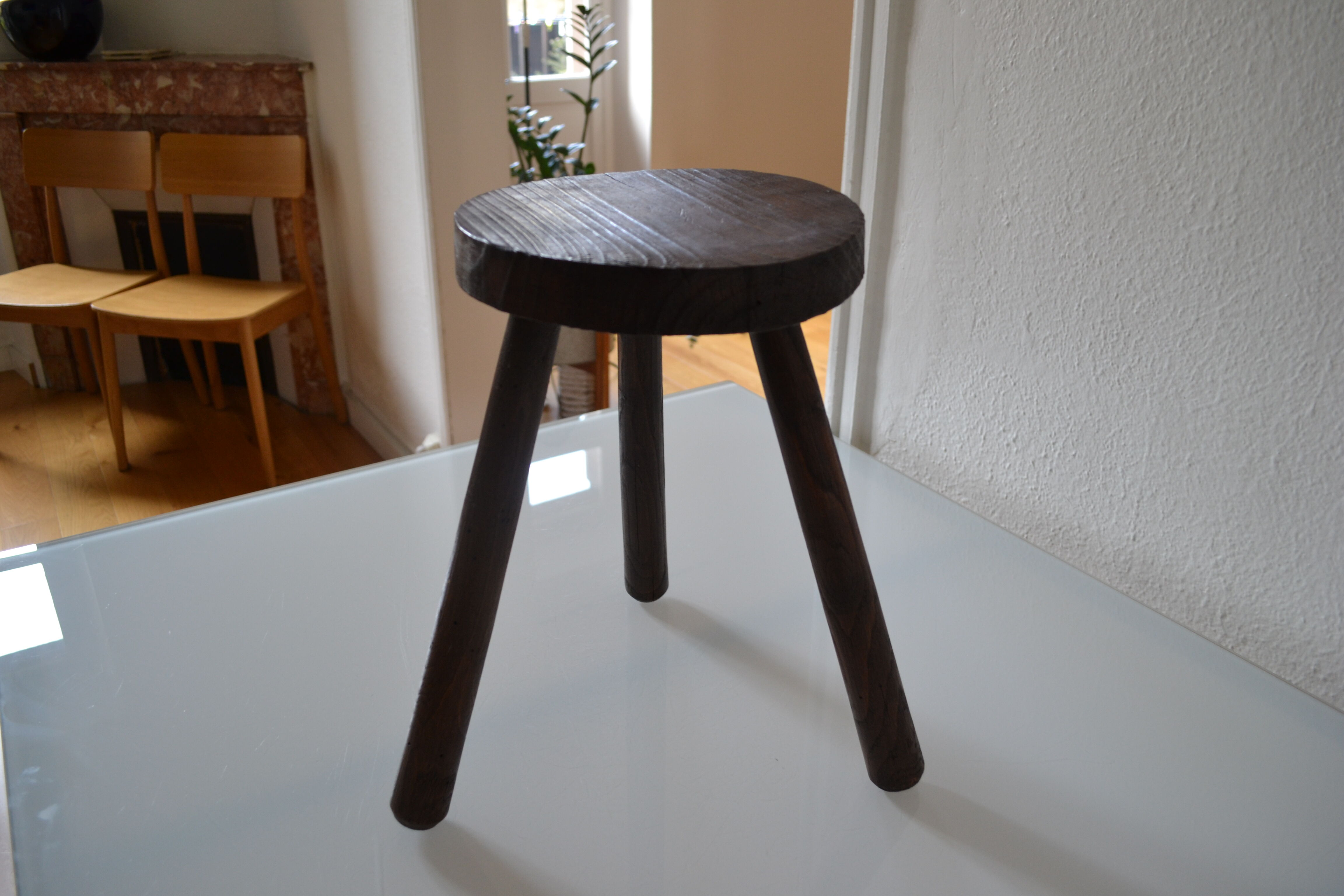 Brutalist modernist tripod stool 1950