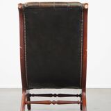 Green Vintage English Chesterfield Armchair with Wood Accents