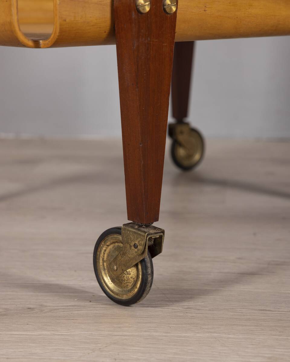 Vintage 1950s Wooden Food Service Cart, Designed by Carlo Ratti
