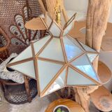 Vintage frosted glass and brass star pendant light