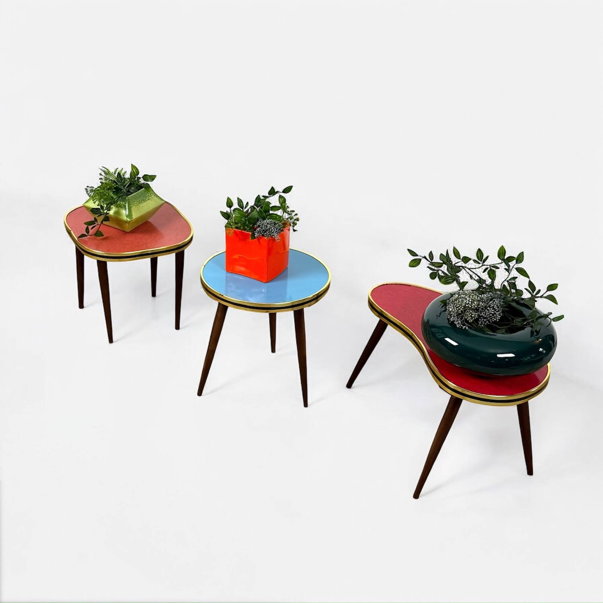 Set of Three 1950s Mid Century Plant Stands, West Germany