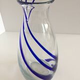 Thick glass vase modernist design cobalt edging murano style