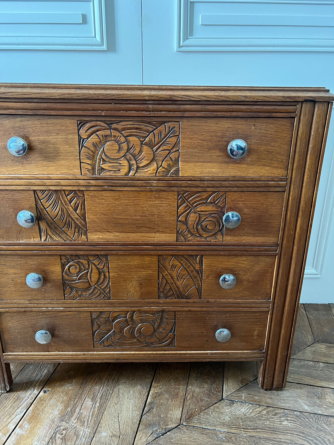 Art Deco style wooden chest of drawers