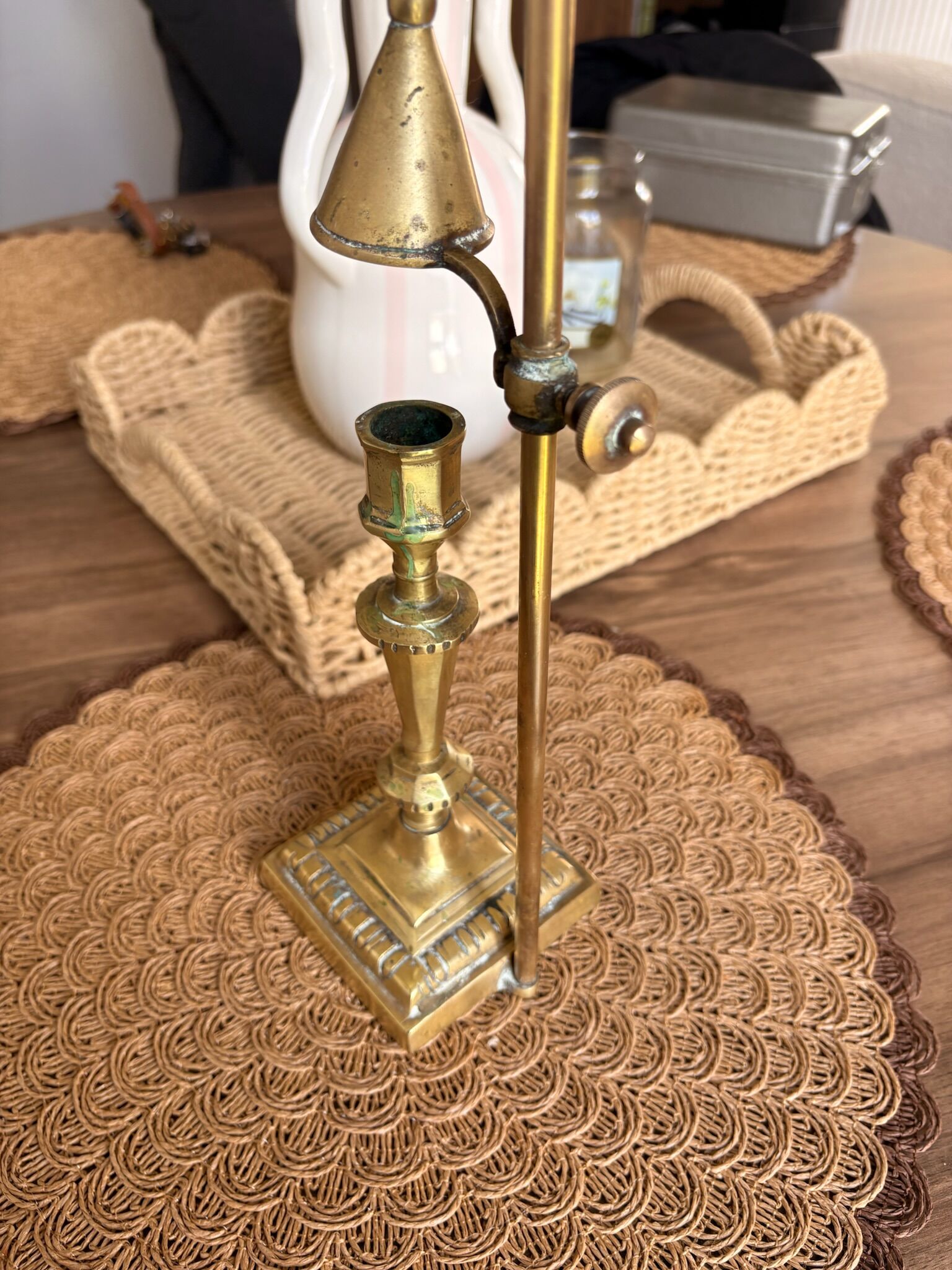 Adjustable candlestick chandelier — Delabre Art Bronze — soft