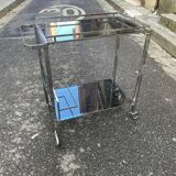 Chrome rolling serving cart from the 1950s-60s
