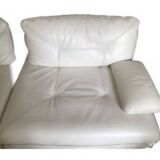 Modular sofa in white leather,