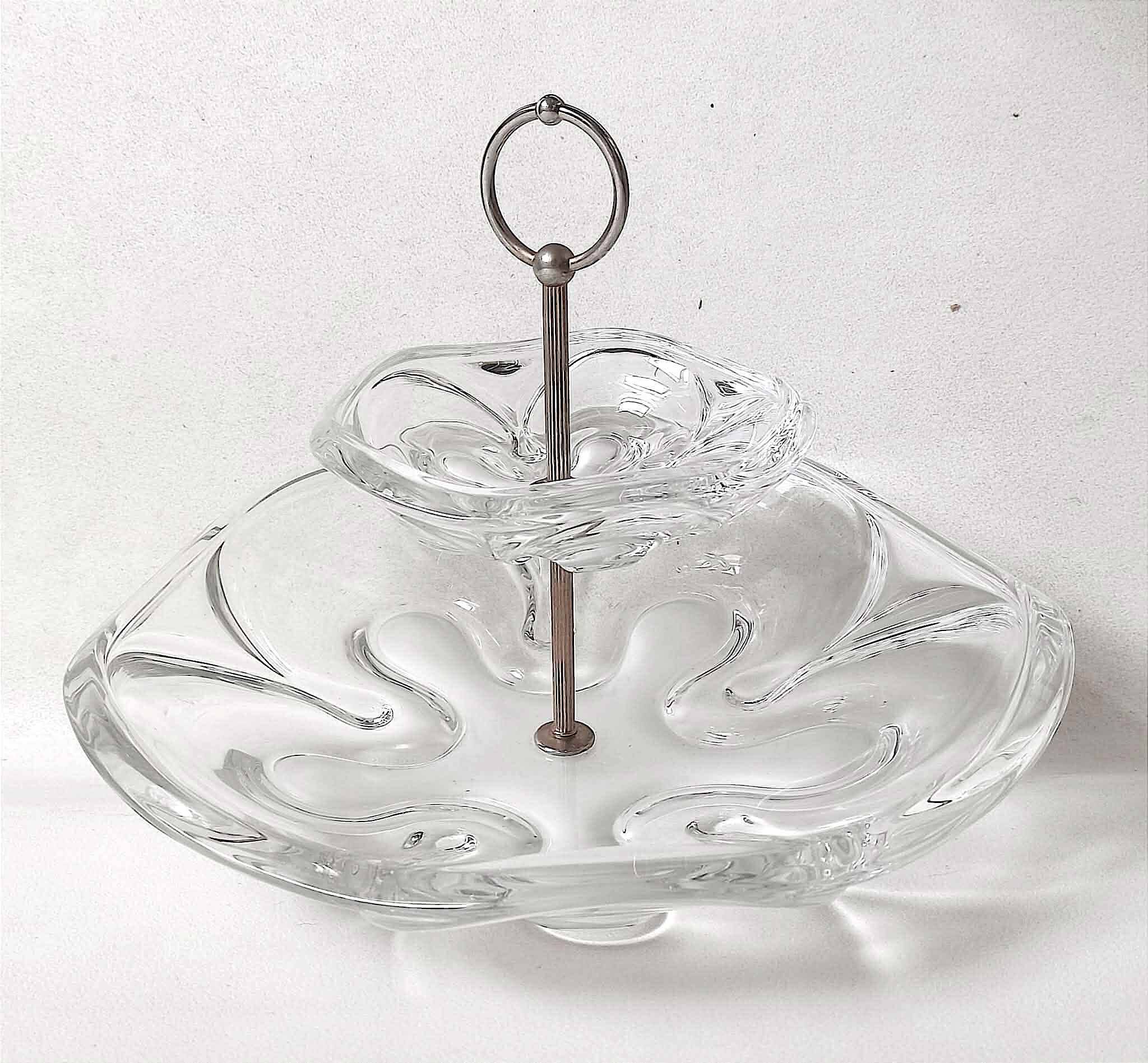 Glass paste compote 1960s Height 25 cm