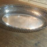 Openwork silver metal bread basket