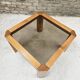 Coffee table in wood and smoked glass 1970 vintage