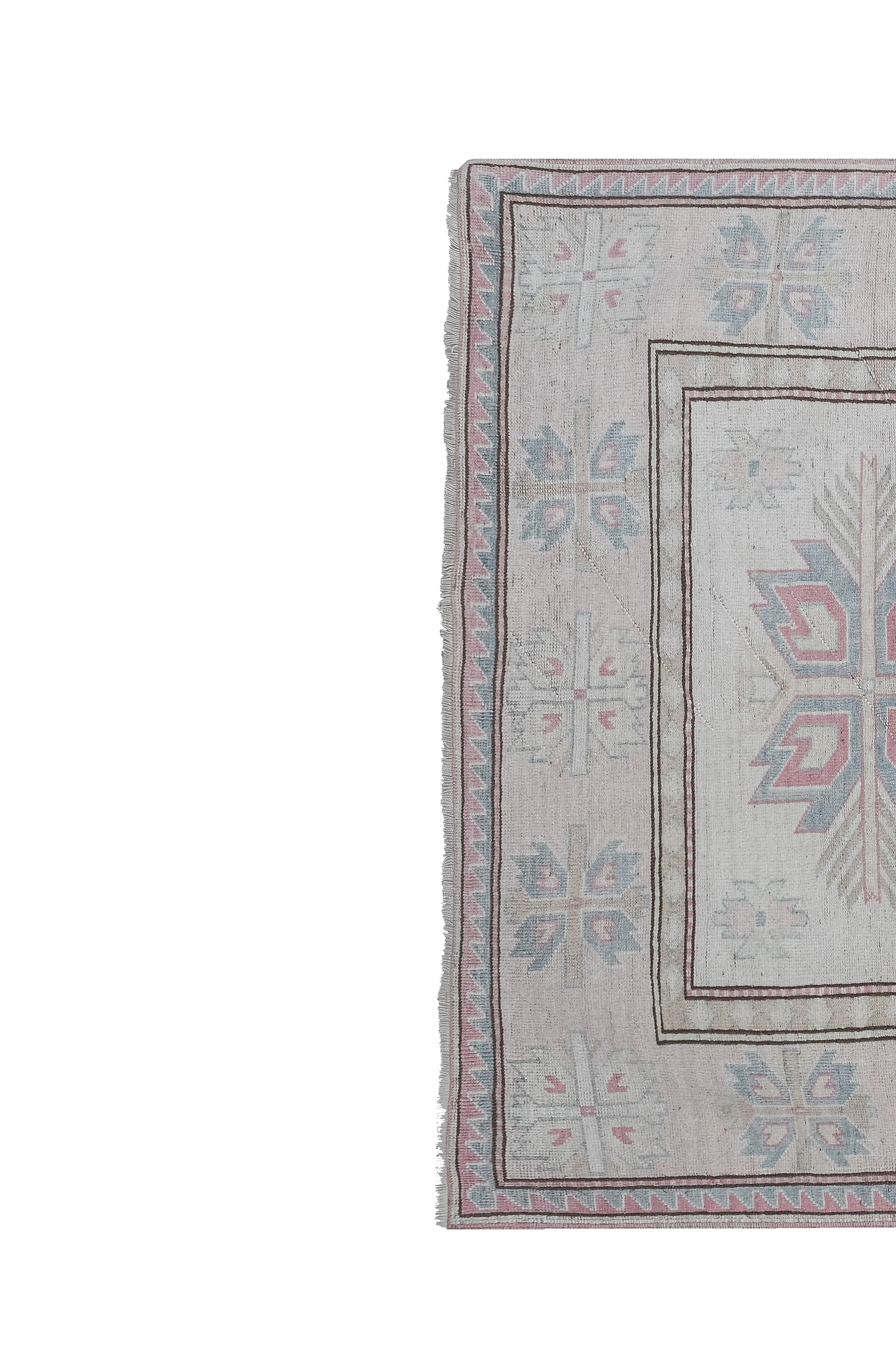 Decorative soft muted color turkish oushak rug, living room rug 5'11'' x 7'3''