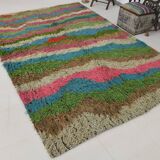 Tapis vintage en laine douce et colorée 7x10, 205x307 cm SK 70373