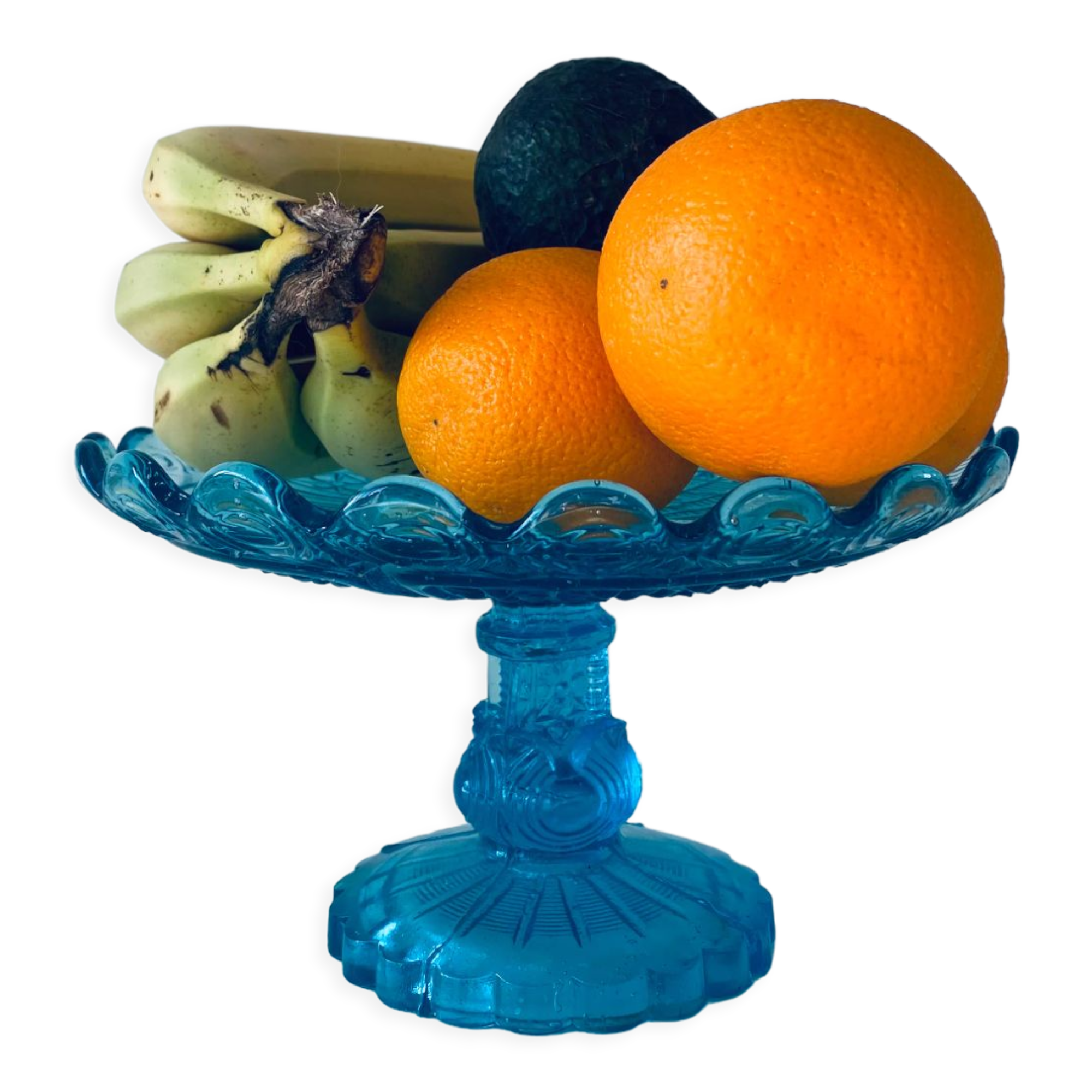 Blue glass stand cup