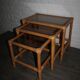 Rattan nesting tables in rattan and smoked glass from the 70s