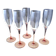 5 Flutes à champagne  Luminarc jambe rose