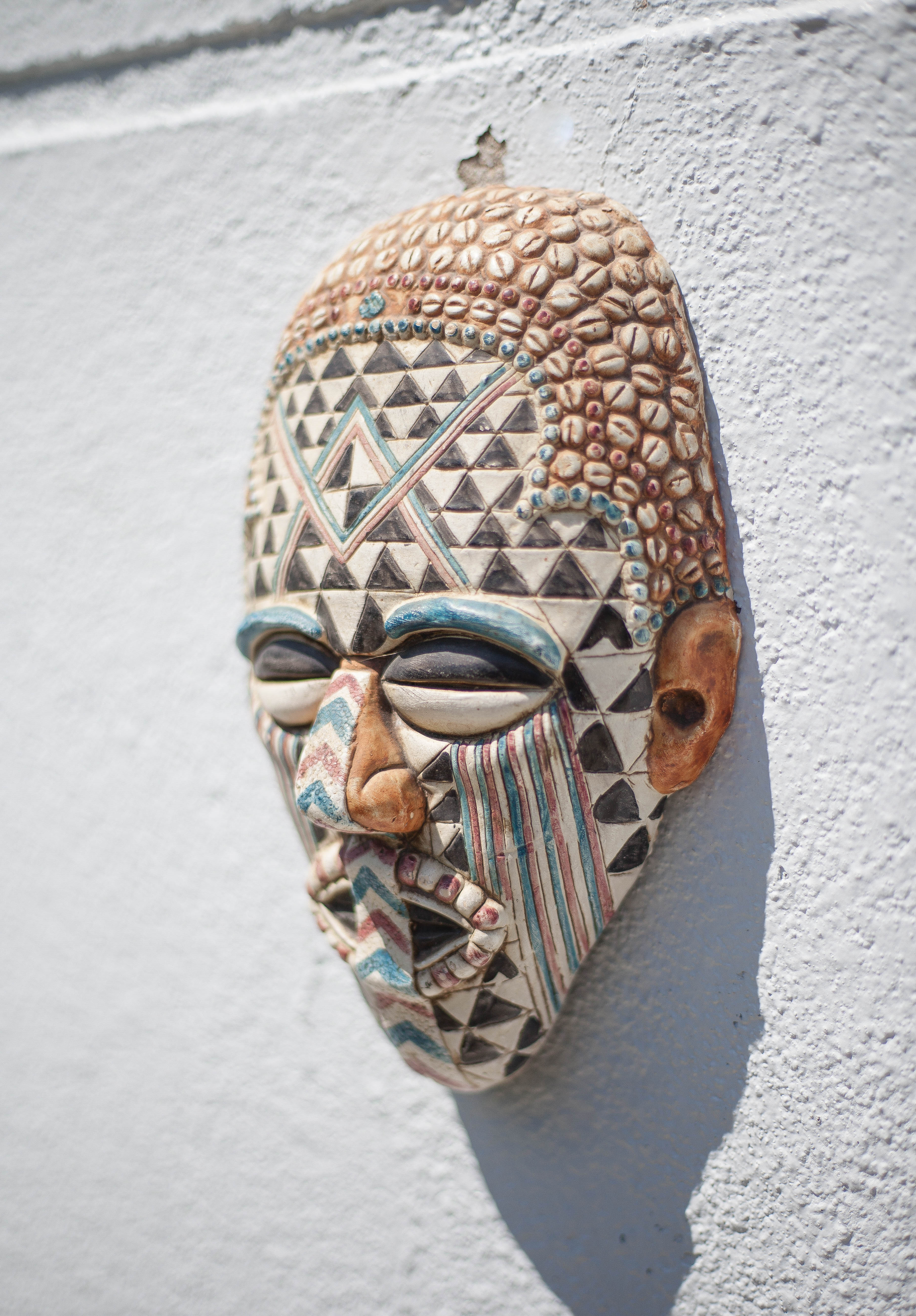 Kuba African ceramic mask, pottery, wall decoration, collection, 50/60's