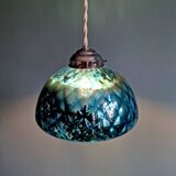 Blue glass églomisé pendant light, 1920s