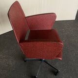 Vintage adjustable office chair – red faux leather, 1960-70s