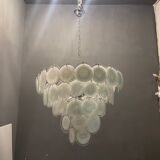 White Murano glass disc chandelier, 1970s