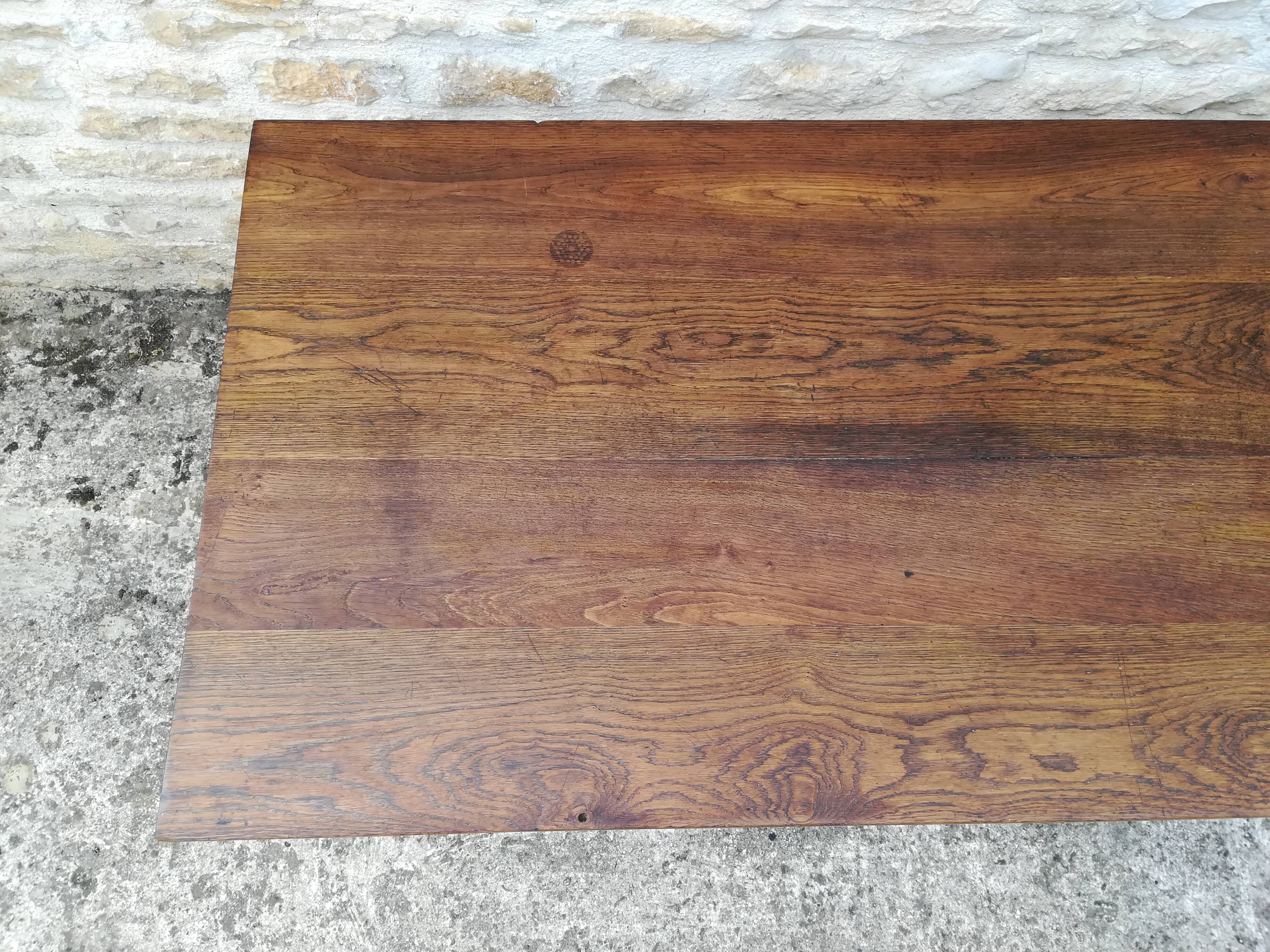 Oak farm table with two extensions