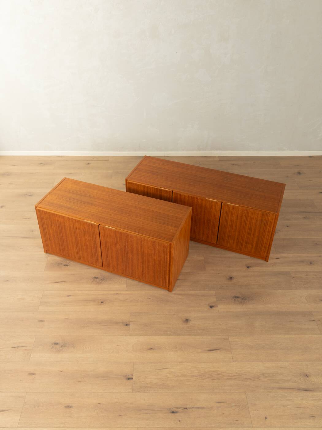 Two-piece hi-fi sideboard from the 1960s, teak veneer