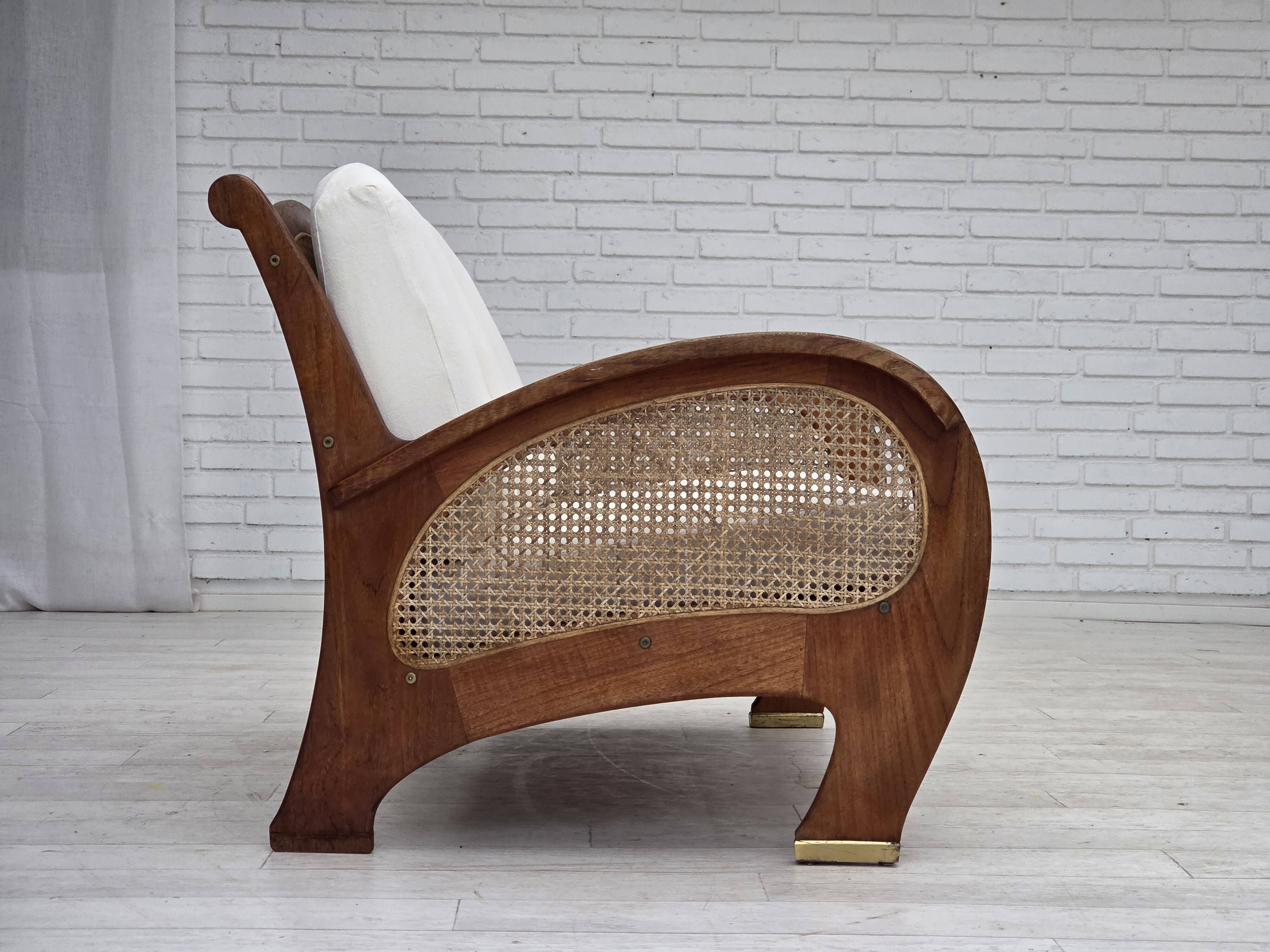 1970s, Danish 2-seater sofa by Klaus Wettergren, cotton fabric, teak wood.