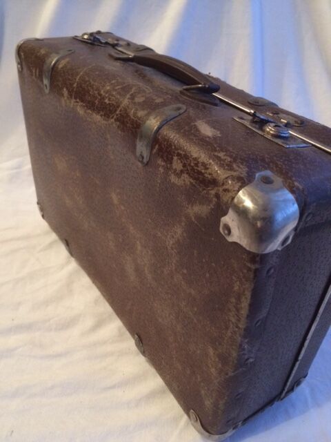 Small suitcase vintage wood and cardboard