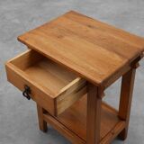 Set of 2 vintage nightstands in solid oak, France ca. 1960