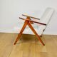 Vintage armchair B-310 VAR white structural boucle 1970s - beech-coloured wood