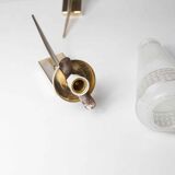 Paire d'appliques laiton et verre blanc et transparent 1960