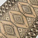 3x10 Cream Black Vintage Persian Runner Rug, 76x303Cm SK 20938