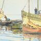 Oil Painting on Hardboard “Trawler and Tuna Boats”, signed G.Lhermitte – Mid 20th century