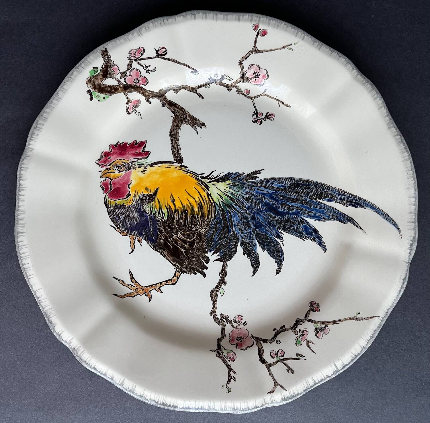 Assiette plate coq de bruyère gien