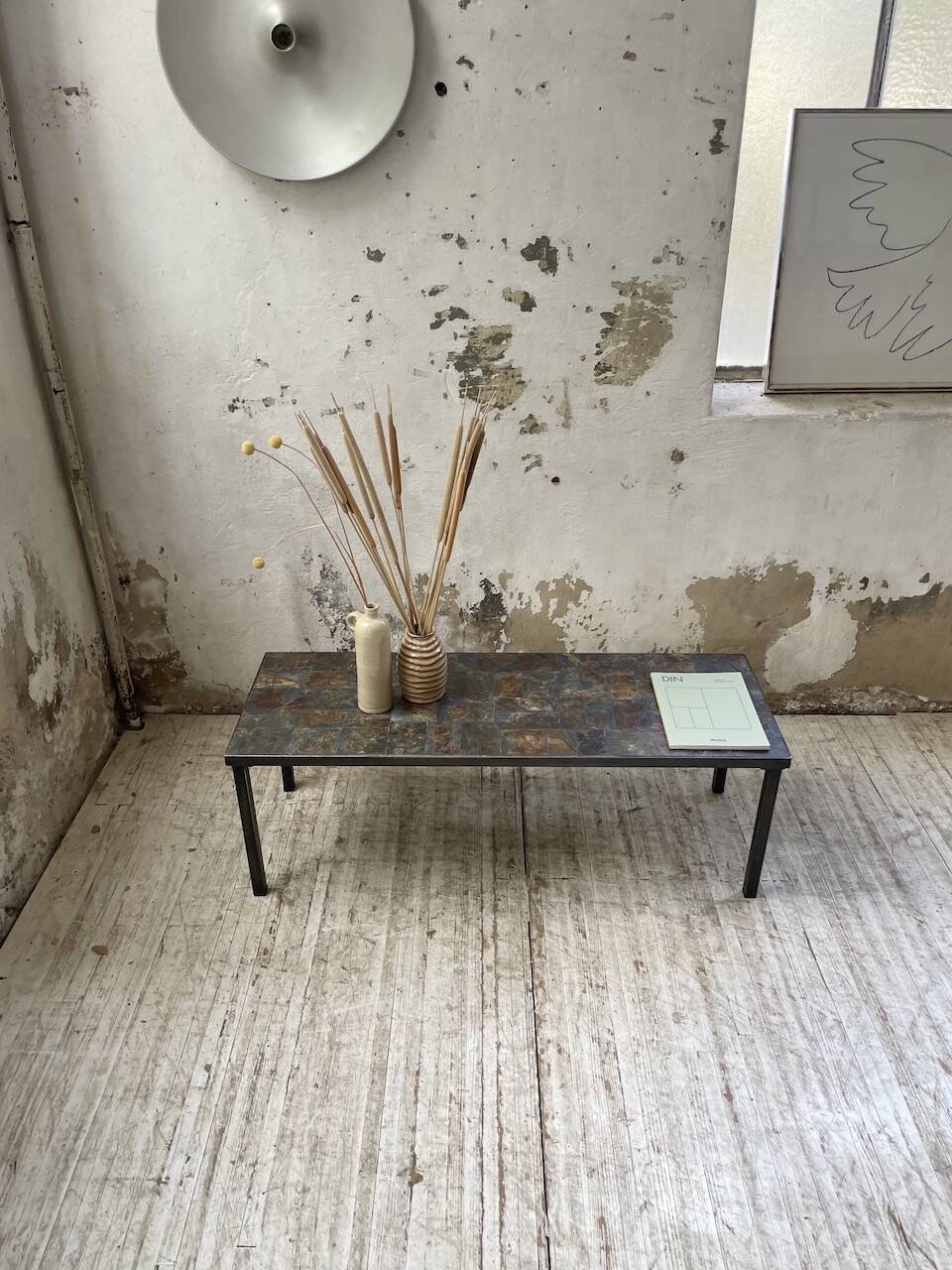 1950s slate coffee table