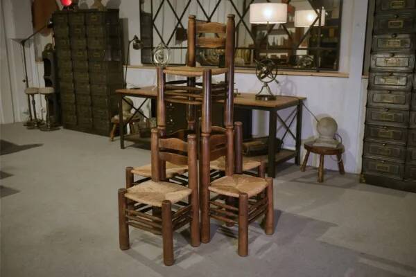 Ensemble de 6 chaises attribuées à Charles Dudouyt 1950’s