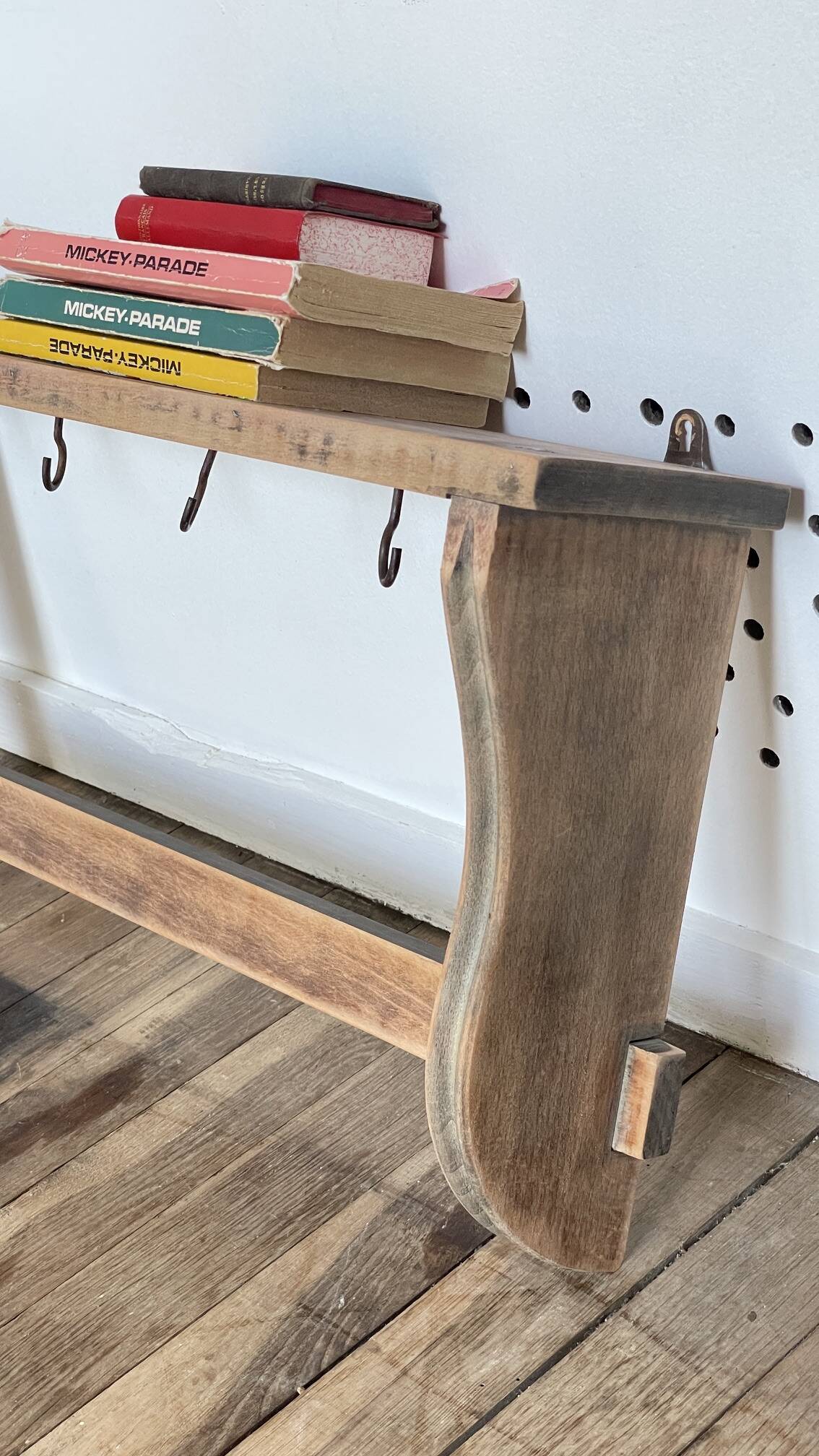 ETAGERE Vintage 5 Crochets BOIS Brut