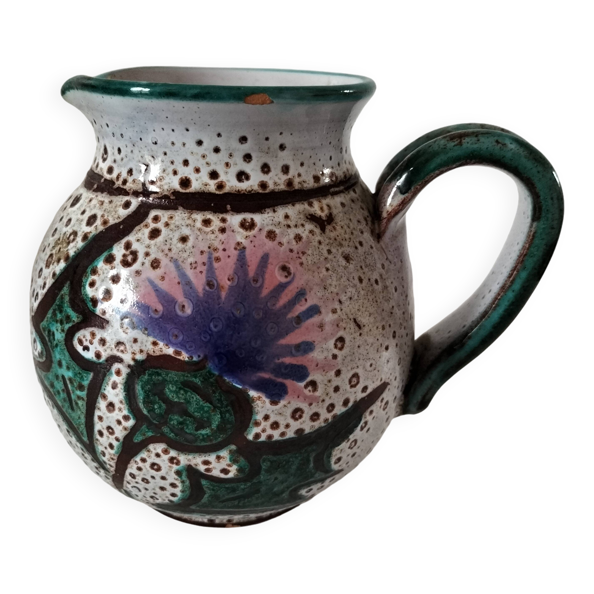 Pitcher with thistle motif by André Georges Pougues les Eaux