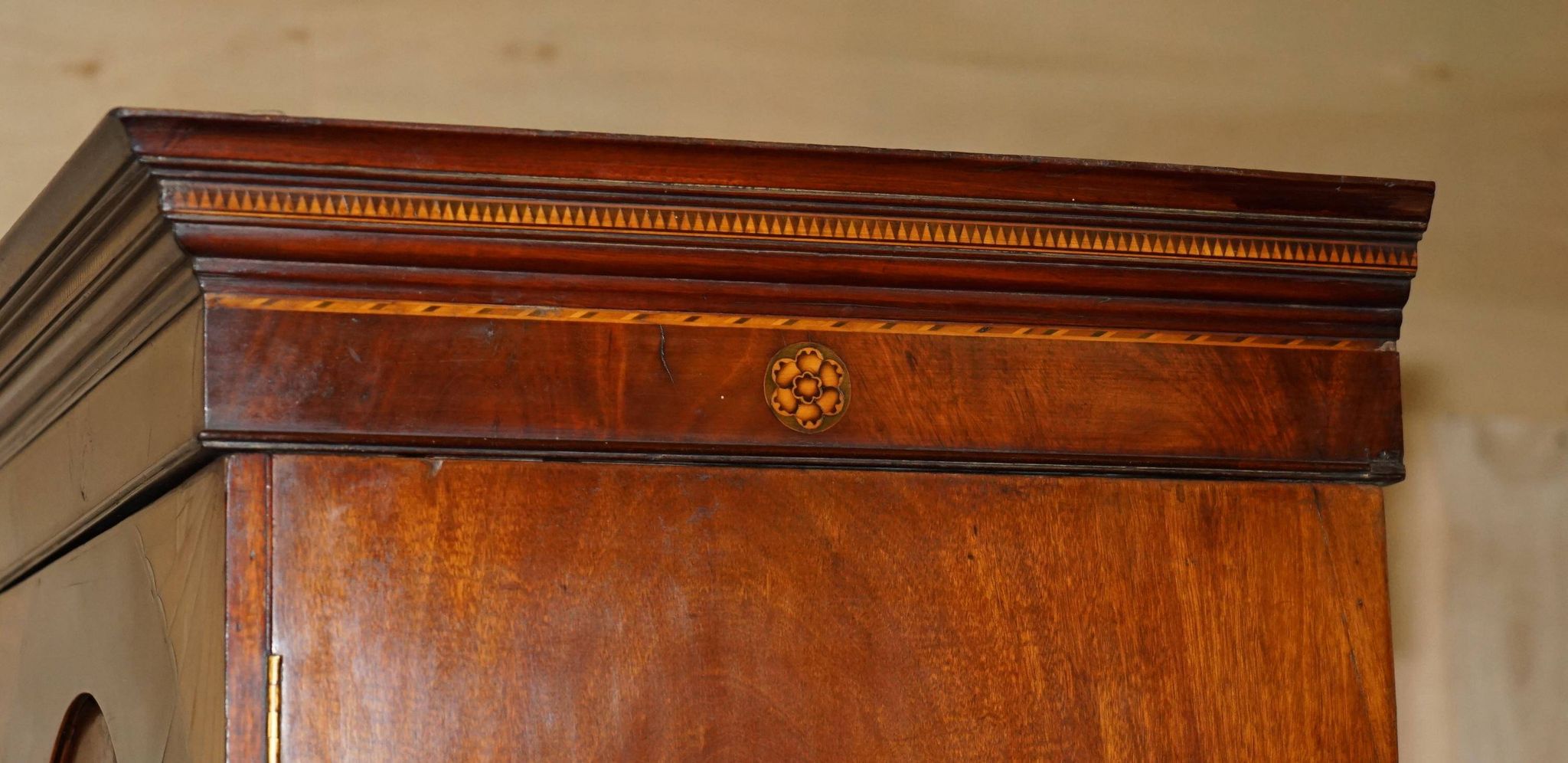 George III Sheraton linen cupboard in walnut, circa 1760.