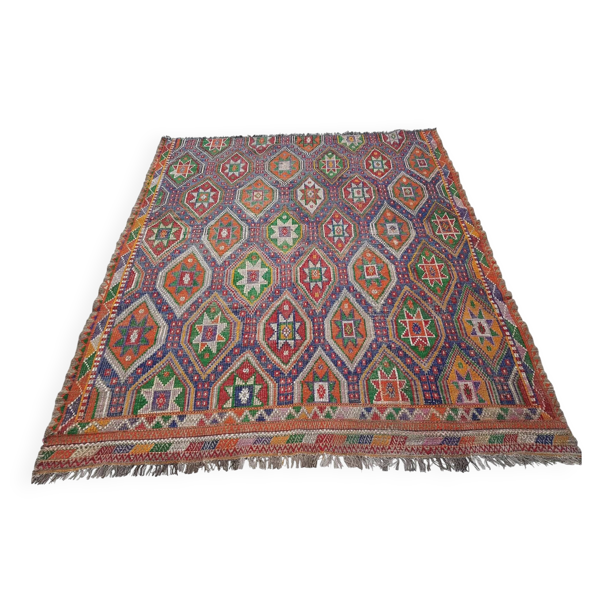 Vintage Turkish kilim, handwoven, 186x227 cm.