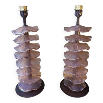 Pair of Murano glass lamps - 1980s