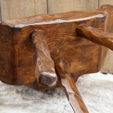 Pair of brutalist chairs made of raw wood