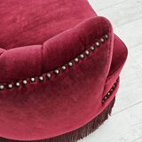 1970s, Danish lounge chair, original condition, cherry-red velour fabric.