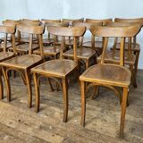 Series of 24 chairs bistrot wood curved 1960